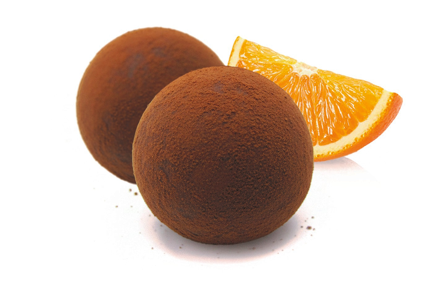 Caja campestre. Trufas de chocolate con corazón de naranja confitada.